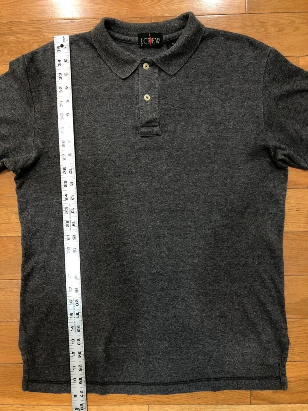 J Crew Oarsman Cotton Short Sleeve Gray Polo Collegiate Preppy Coastal Size M